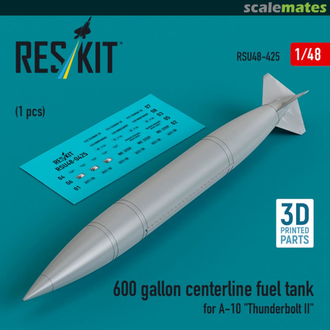 Boxart 600-gallon centerline fuel tank for A-10 "Thunderbolt II" (1 pcs) RSU48-425 ResKit