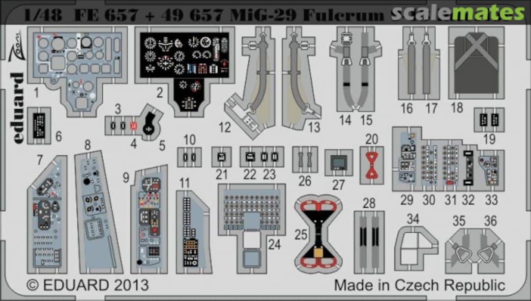 Boxart Color MiG-29 Fulcrum 9-13 Interior Detail Set 49657 Eduard