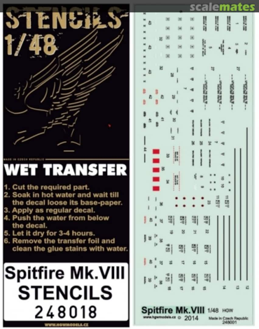 Boxart Spitfire Mk.VIII Stencils 248018 HGW Models