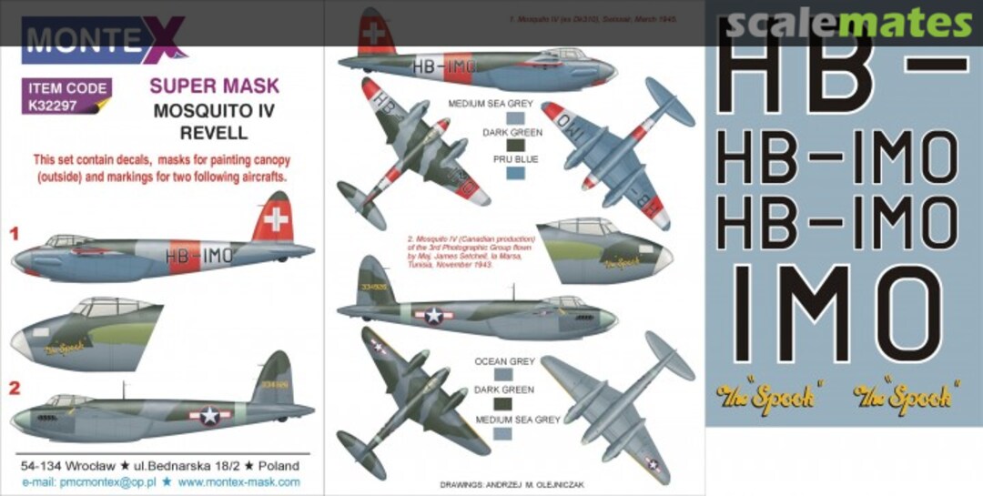 Boxart DH 98 Mosquito IV "Swiss AF & USAAF" K32297 Montex