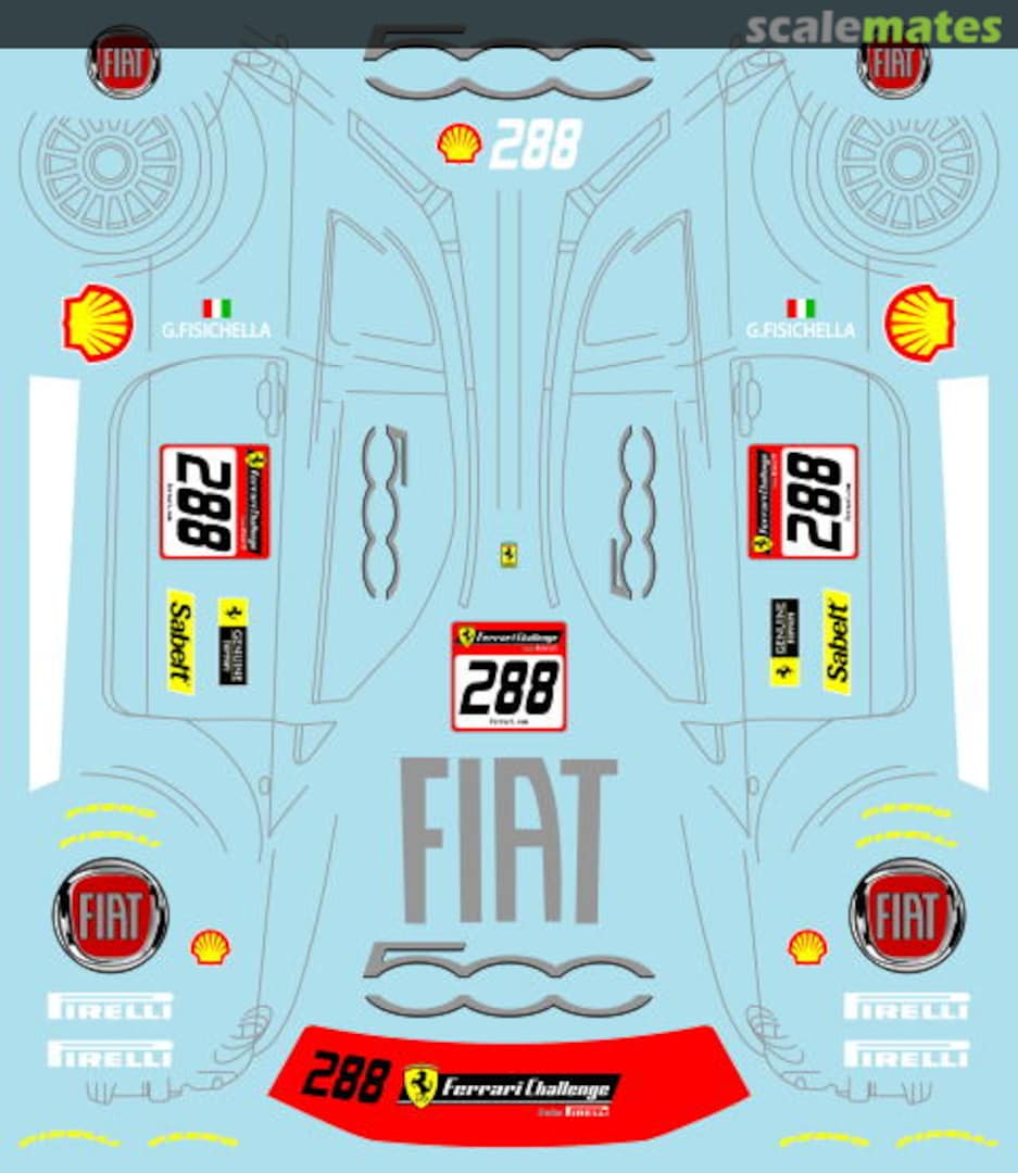 Boxart Ferrari 458 J.Fisichella Fiat 500 Decal DC-785 Museum collection