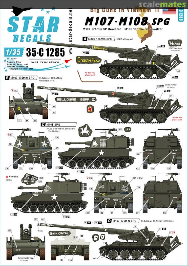 Boxart Big Guns in Vietnam # 2 35-C1285 Star Decals