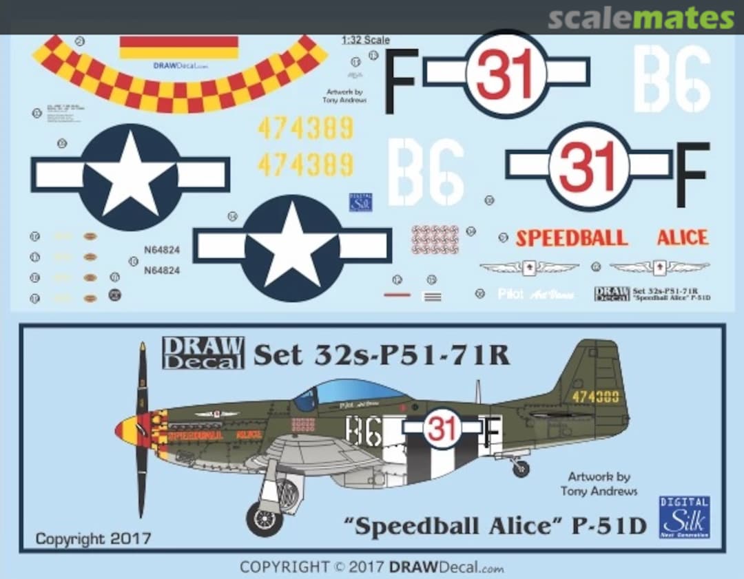 Boxart “Speedball Alice” P-51D Reno Racer 32-P51-71R Draw Decal