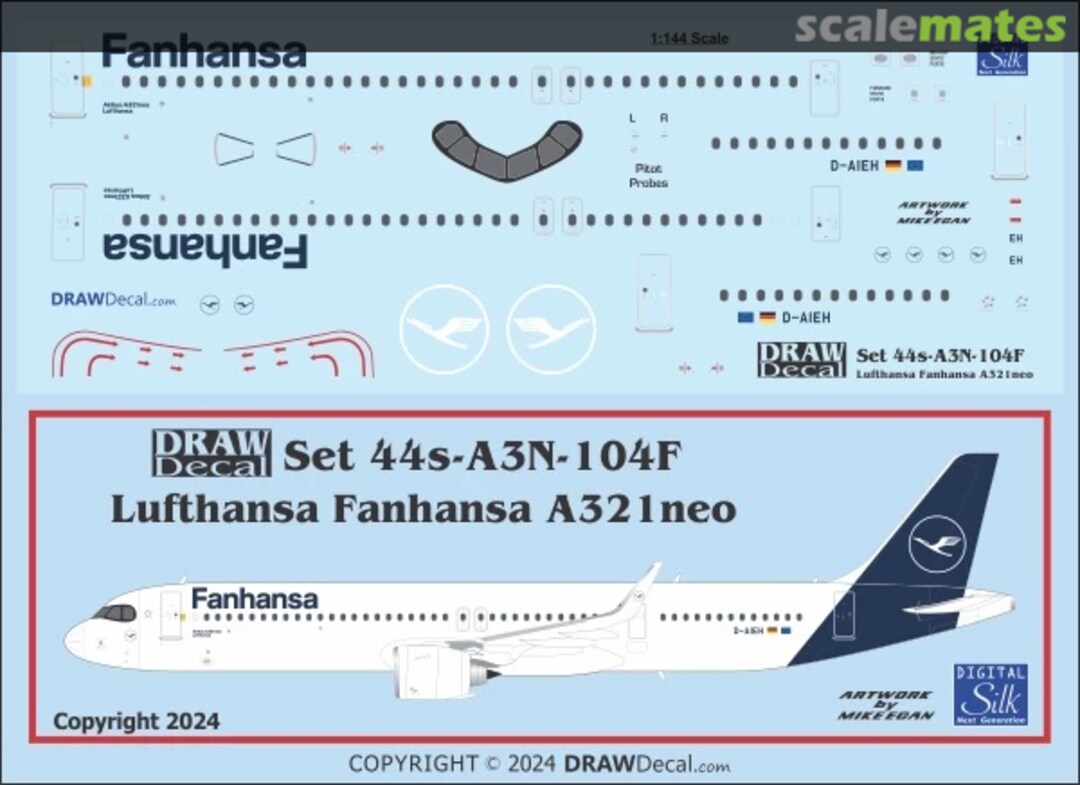 Boxart Lufthansa Fanhansa A321neo 44-A3N-104F Draw Decal