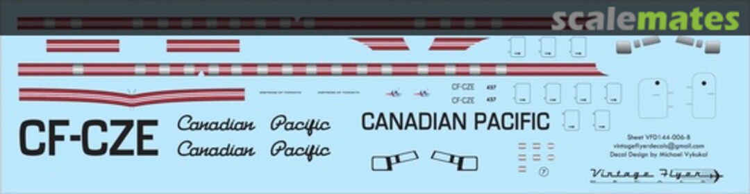 Boxart DC-6B Canadian Pacific VFD072-006 Vintage Flyer Decals