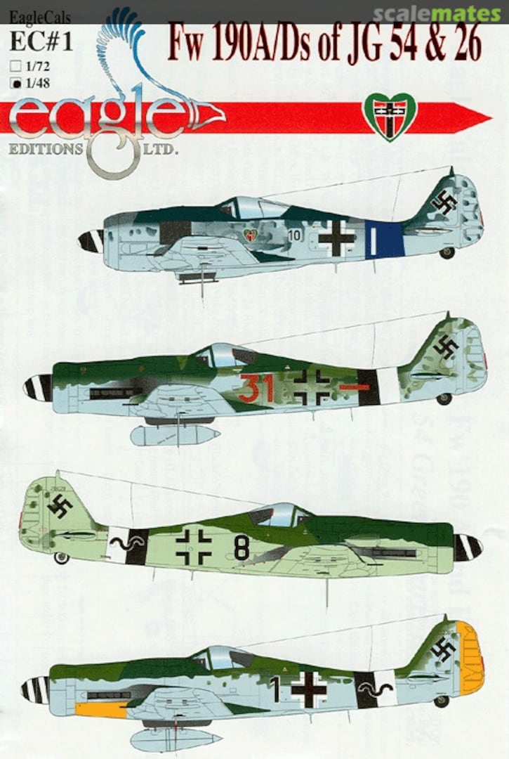 Boxart Fw 190A/Ds of JG 54 & 26 EagleCals EC72-1 Eagle Editions