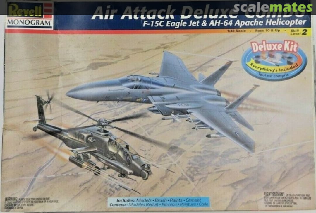 Boxart F-15C Eagle Jet & AH-64 Apache Helicopter 85-6672 Revell Monogram