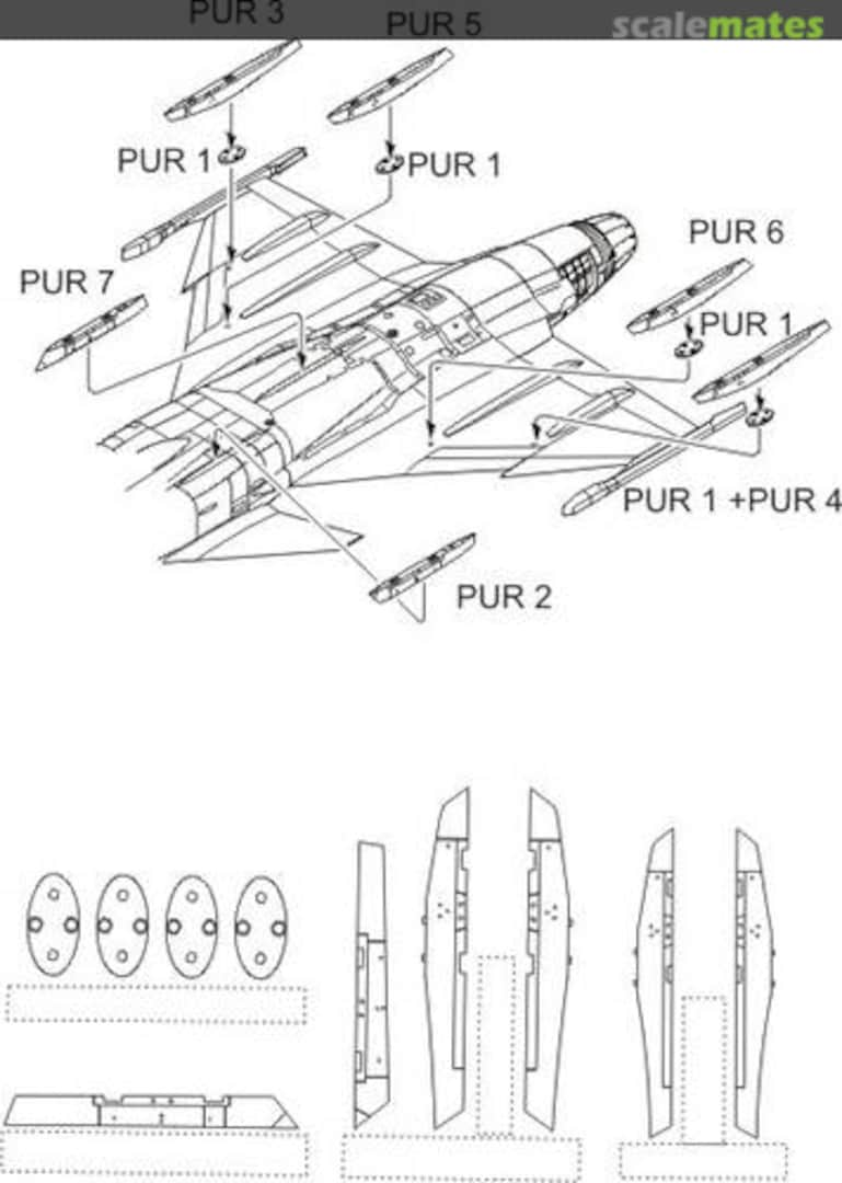 Boxart JAS-39C/D Wing and fuselage pylons Q48067 CMK