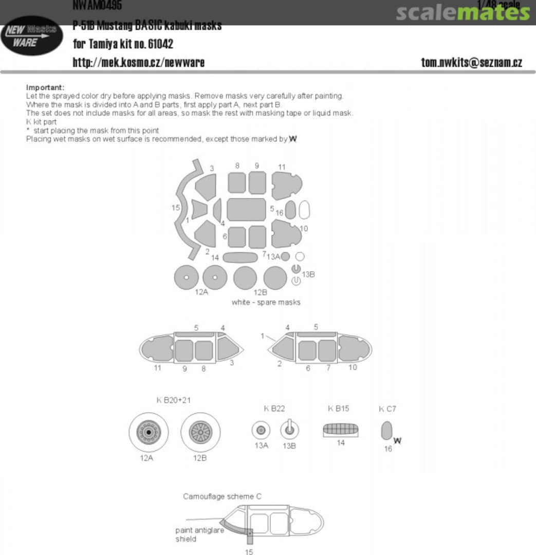 Boxart P-51B Mustang BASIC kabuki masks NWAM0495 New Ware