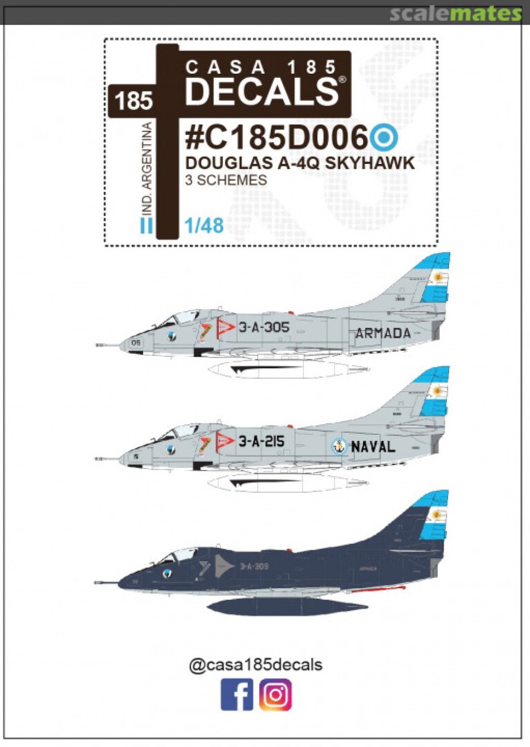 Boxart Douglas A-4Q Skyhawk Armada Argentina C185D006 Casa 185 Decals