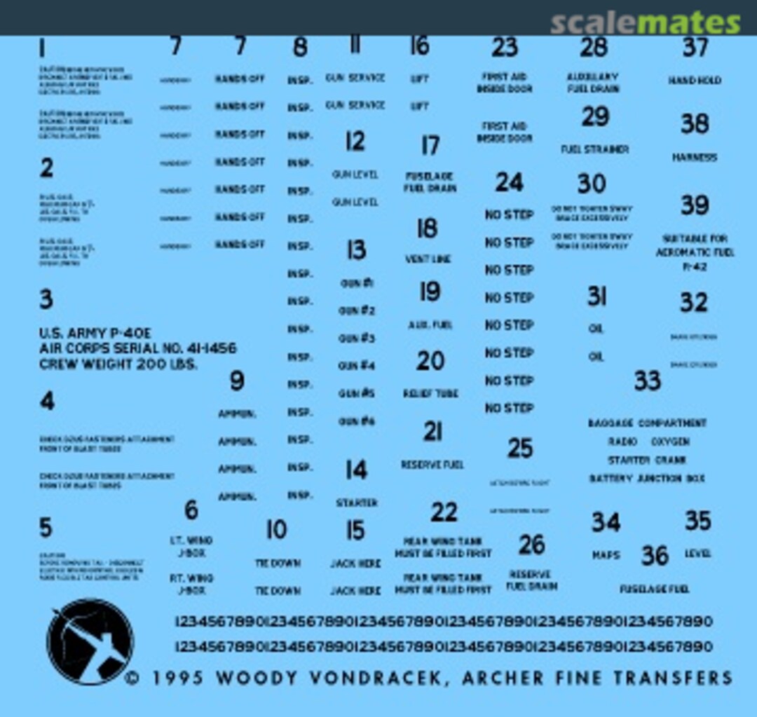 Boxart P-40 Data Stencils AR32010 Archer