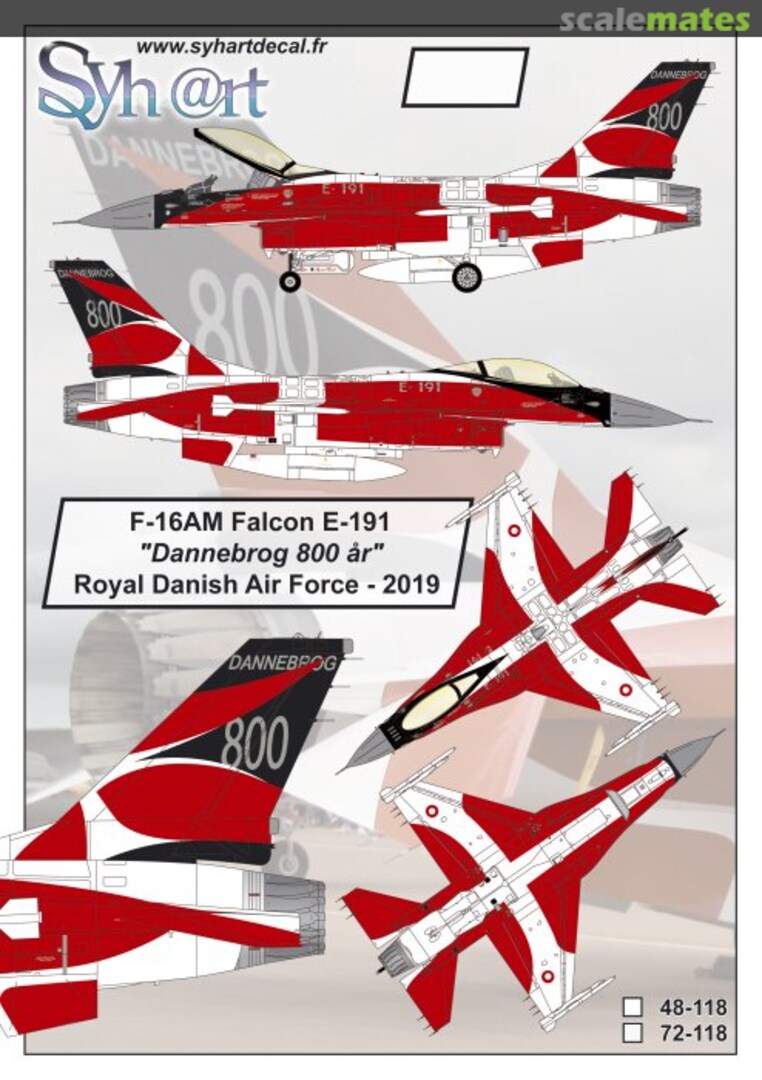 Boxart F-16AM Falcon E-191 "Dannebrog 800 år" 72-118 Syhart