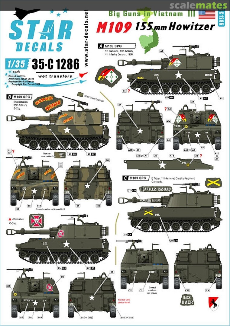 Boxart Big Guns in Vietnam # 3 35-C1286 Star Decals