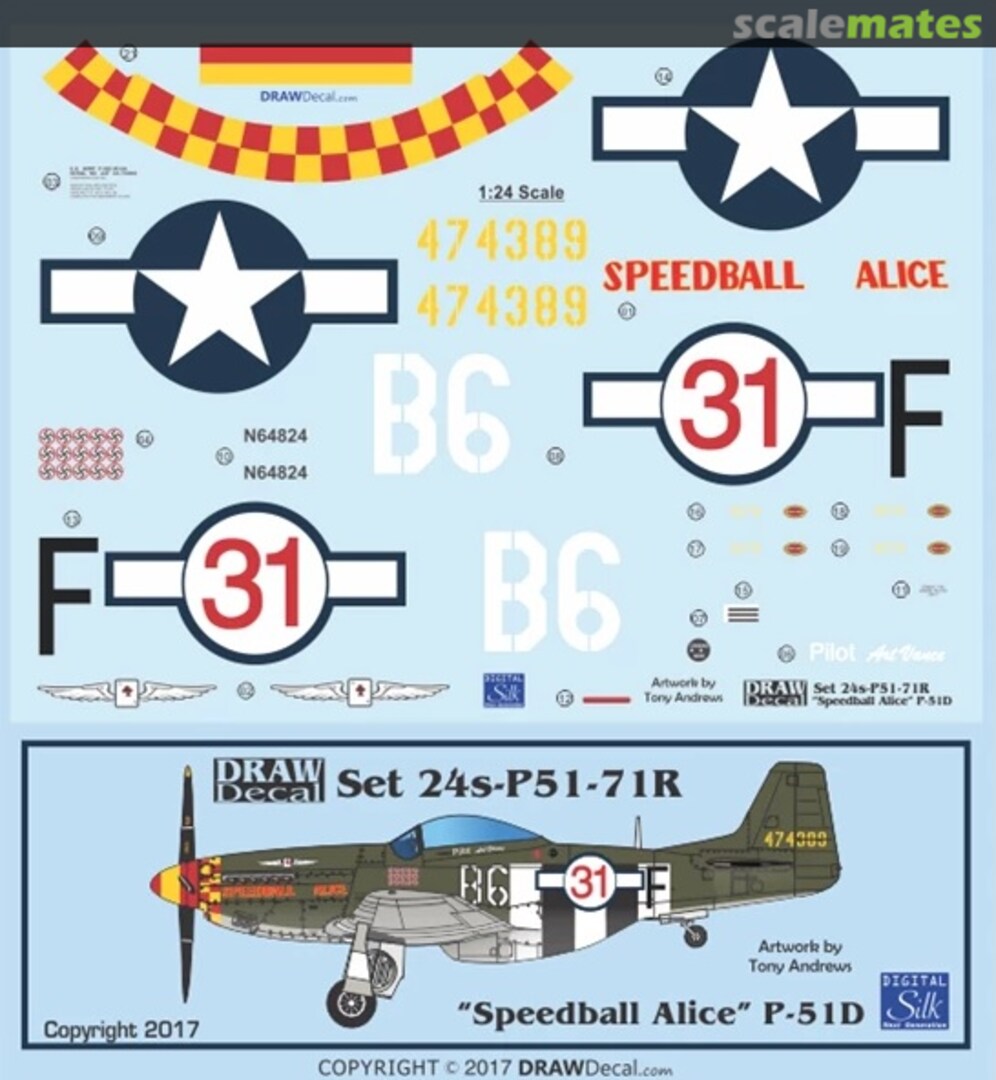 Boxart “Speedball Alice” P-51D Reno Racer 24-P51-71R Draw Decal