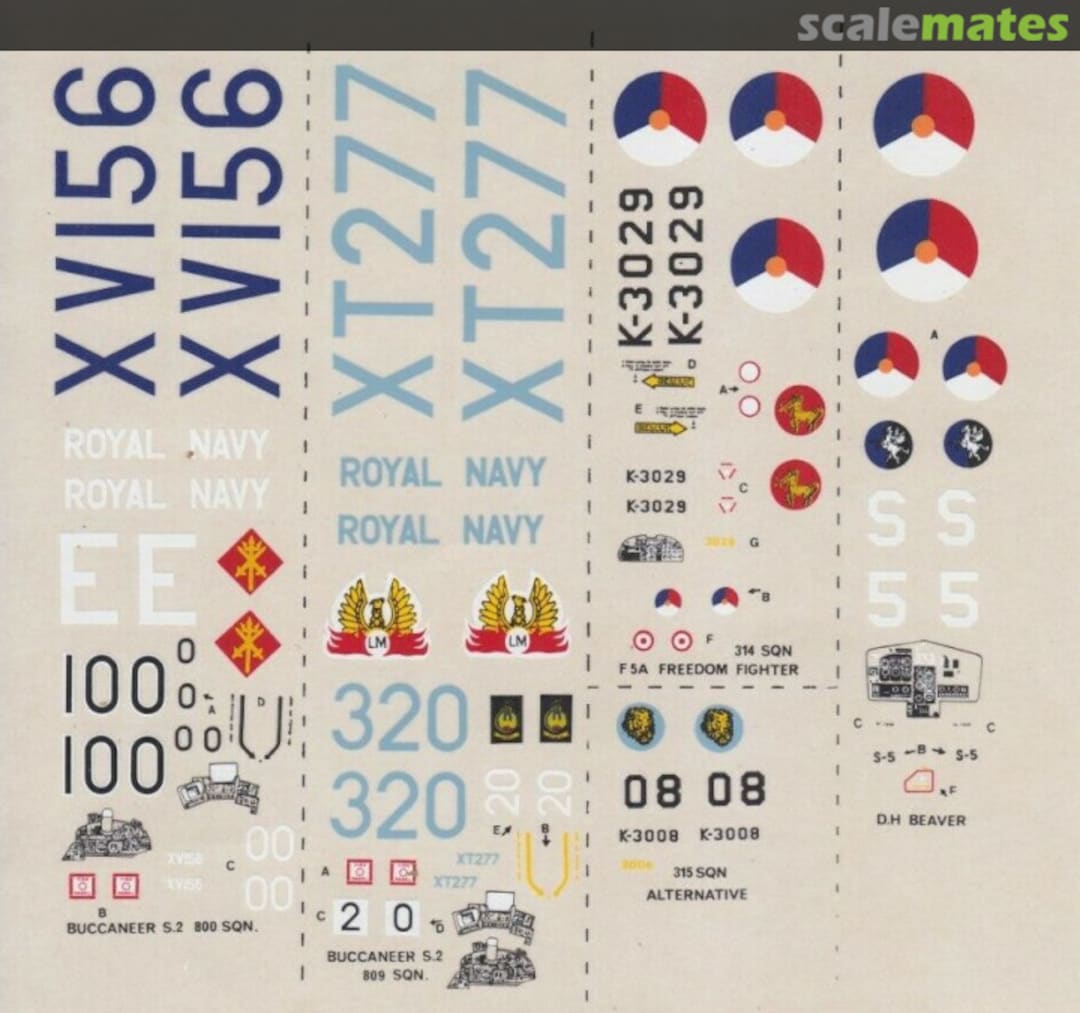 Boxart Royal Navy Buccaneer S2's and Dutch Air Force NF-5A's + Beaver 20 Modeldecal