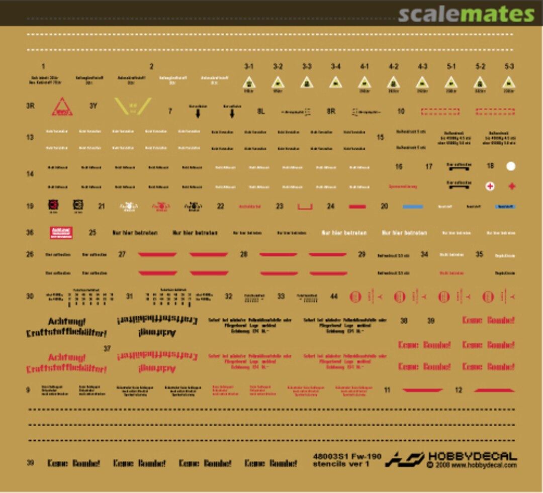 Boxart Fw 190 Stencils Ver 1.0 ST48003V1 HobbyDecal