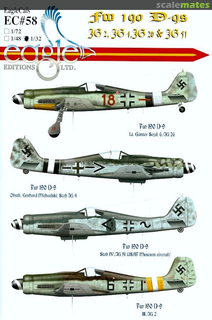 Boxart Fw 190D-9s EagleCals EC32-58 Eagle Editions