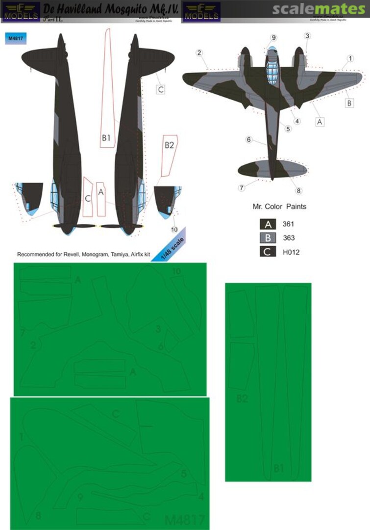 Boxart De Havilland Mosquito Mk.IV - Part II (Camouflage Painting Masks) M4817 LF Models