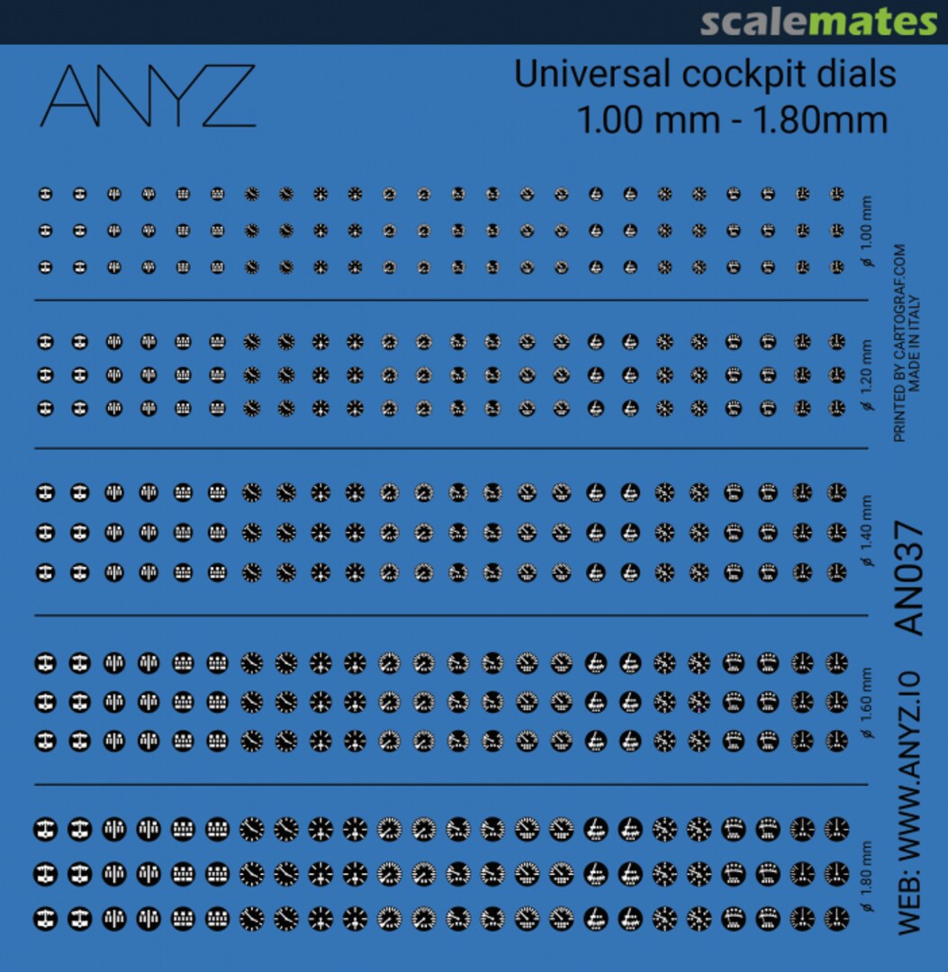 Boxart Universal cockpit dials 1.00 mm - 1.80mm AN037 ANYZ