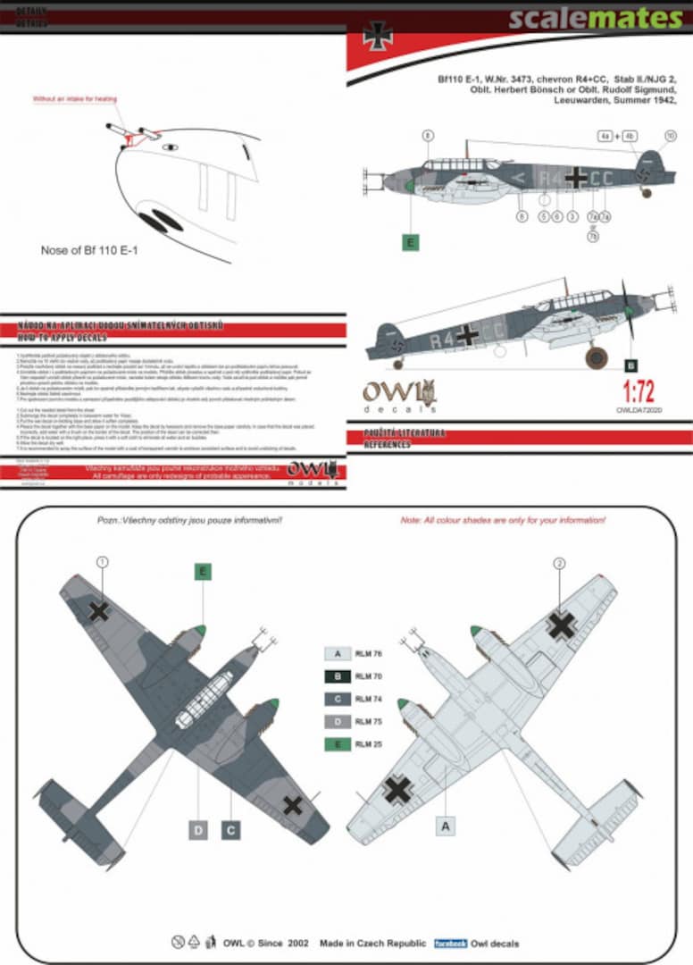 Boxart Messerschmitt Bf 110E-1 (R. Sigmund) OWLDA72020 OWL