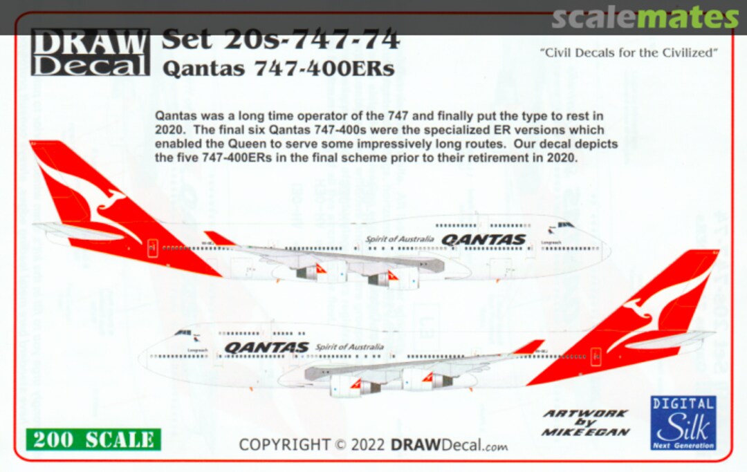 Boxart Qantas 747-400ER 20s-747-74 Draw Decal