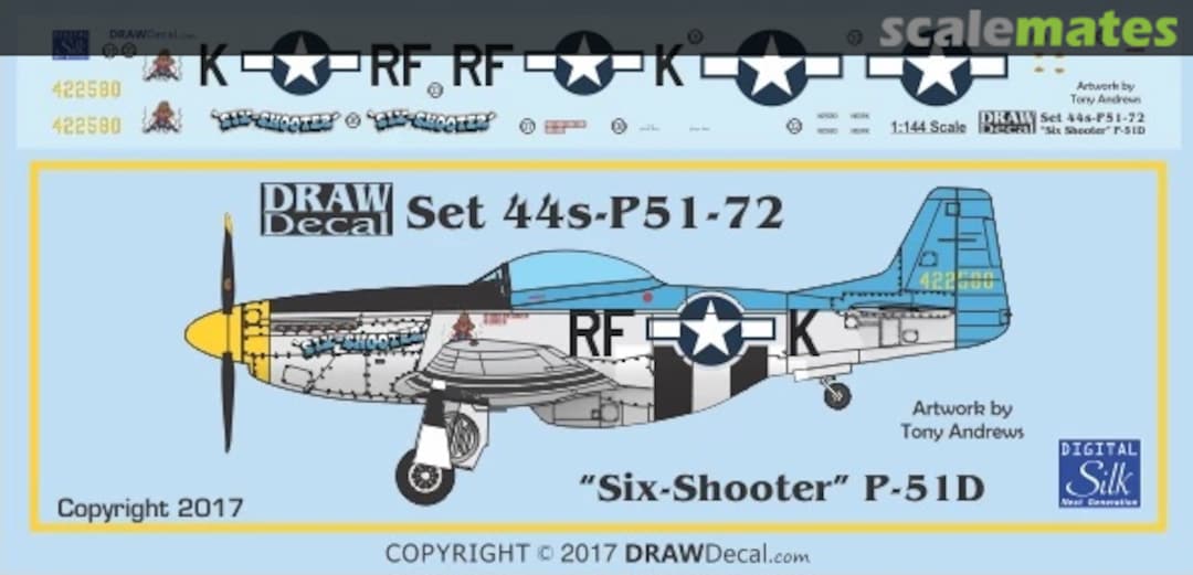 Boxart “Six-Shooter” P-51D 44-P51-72 Draw Decal