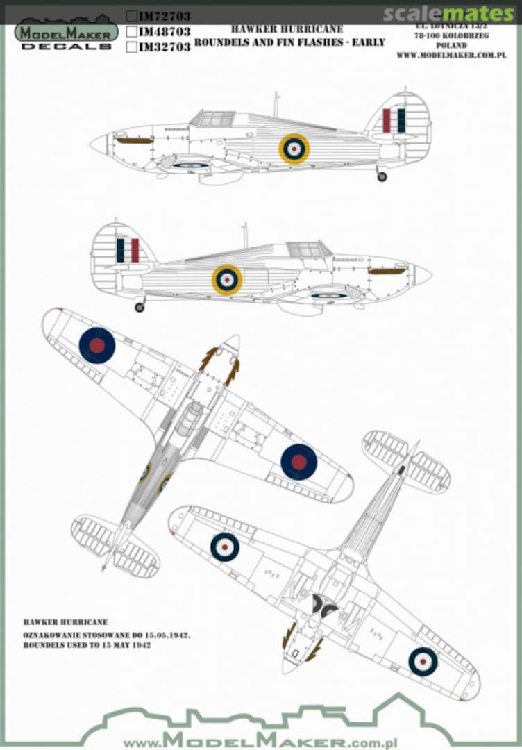 Boxart Hawker Hurricane - Roundels and Fin Flashes (Early) IM32703 ModelMaker