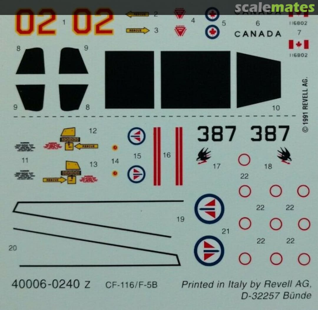 Contents Northrop CF 116 (F-5B) 40006 Matchbox