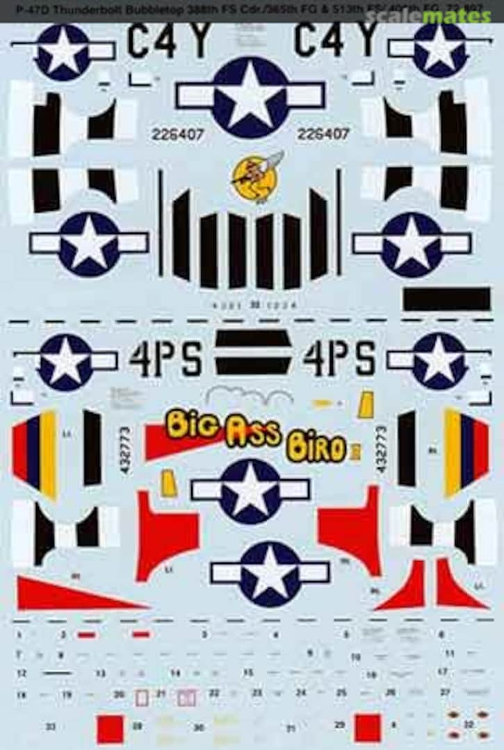 Boxart P-47D Thunderbolt Bubbletop: 388th FS Cdr./365th FG & 72-897 Microscale