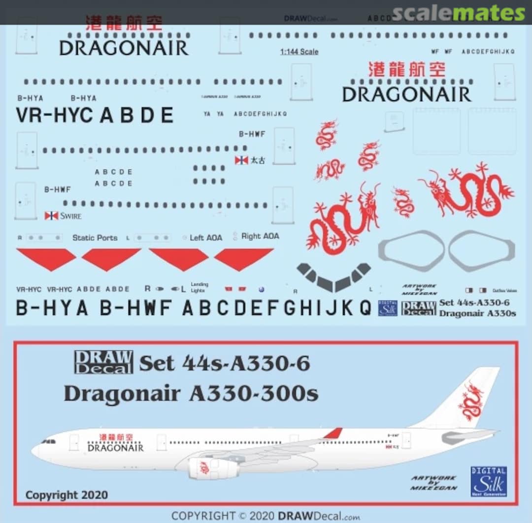 Boxart Dragonair A330-300s 44-A330-6 Draw Decal