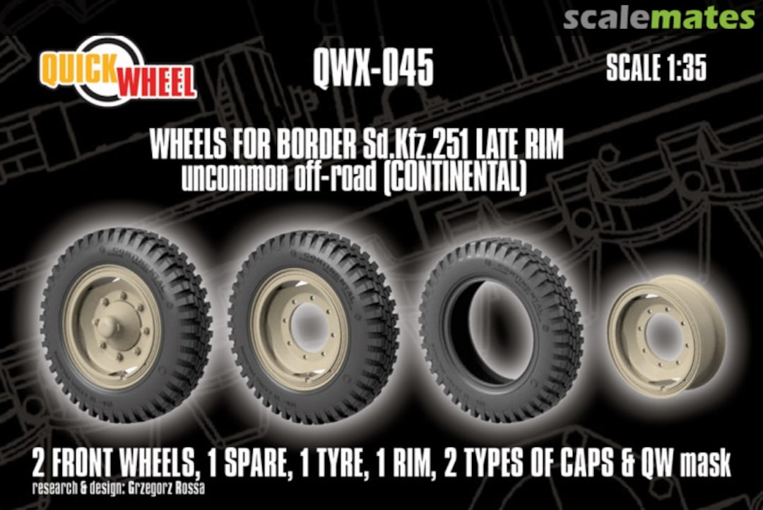 Boxart Sd.Kfz.251 late uncommon offroad wheels, Contin. QWX-045 Quickwheel