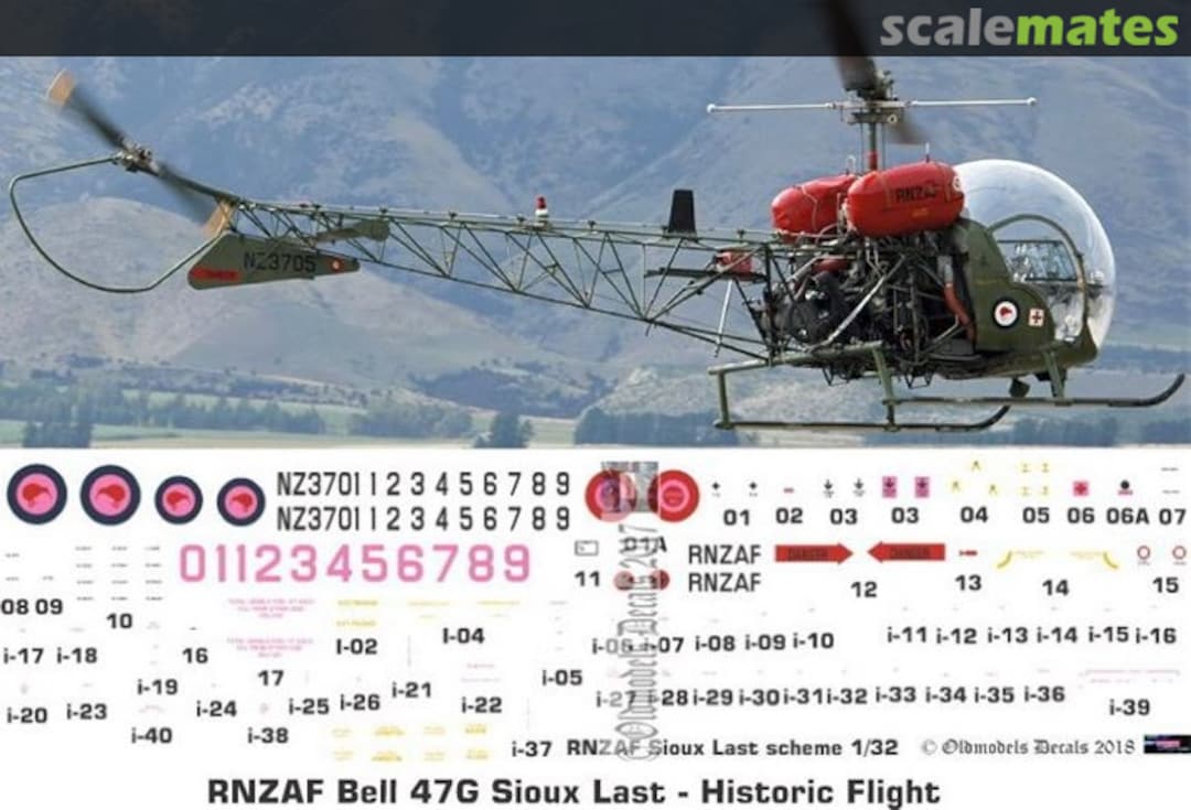 Boxart RNZAF Bell 47G Sioux Last - Historic Flight OMD0398 Oldmodels Decals