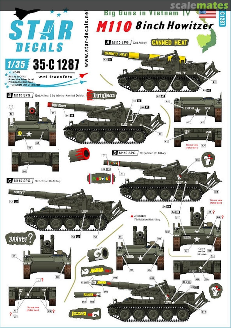 Boxart Big Guns in Vietnam # 4 35-C1287 Star Decals