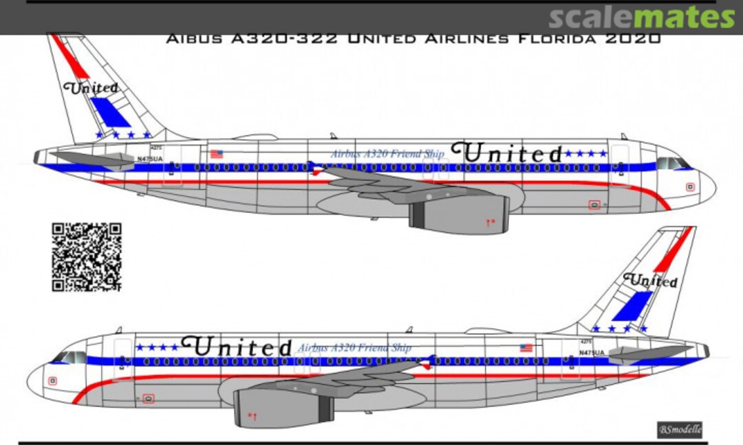 Boxart Airbus A-320 United Airlines BSM144522 BSmodelle