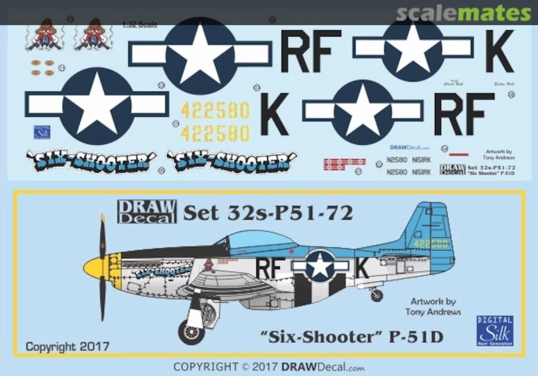 Boxart “Six-Shooter” P-51D 32-P51-72 Draw Decal