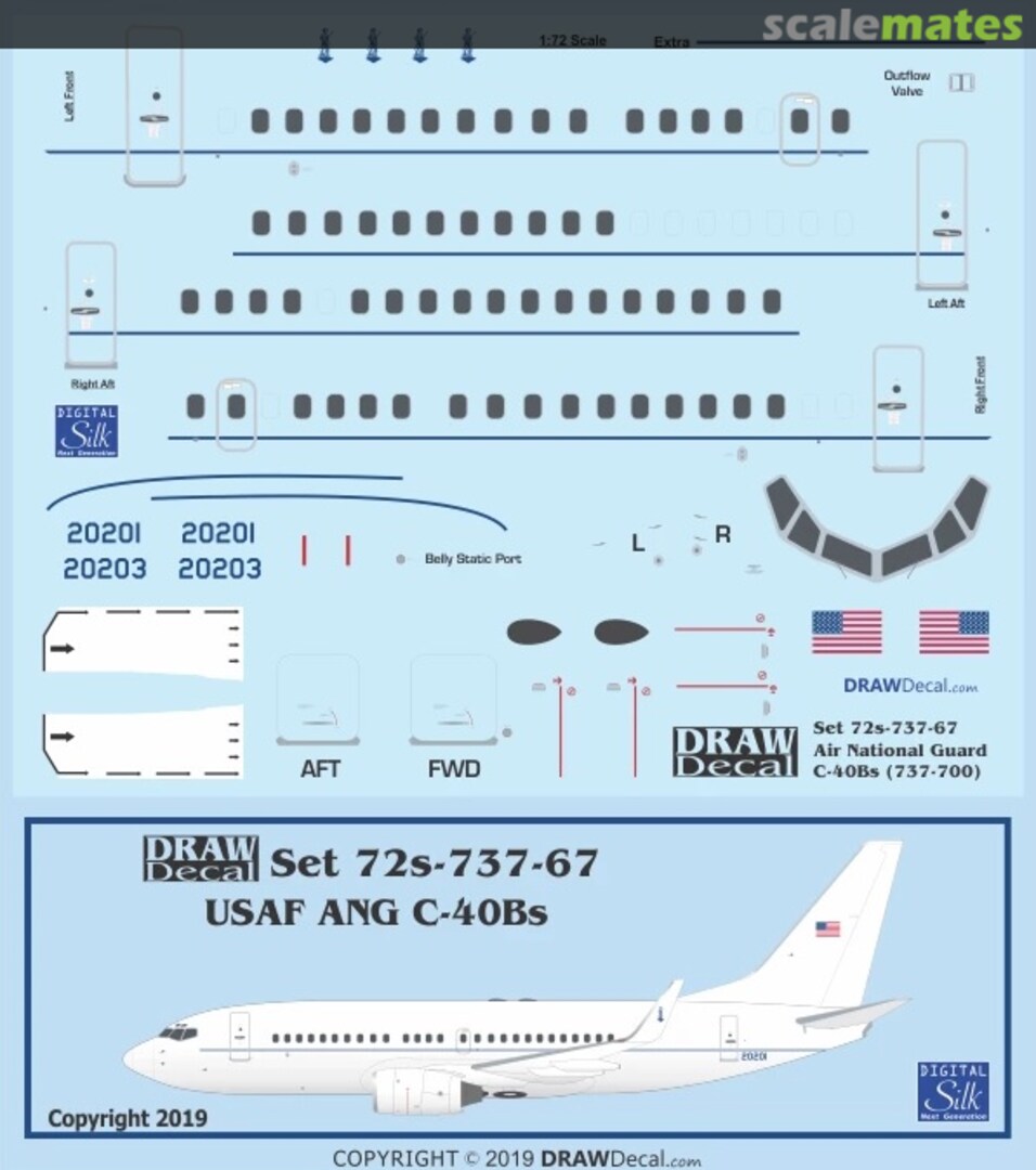 Boxart USAF ANG C-40Bs 72-737-67 Draw Decal