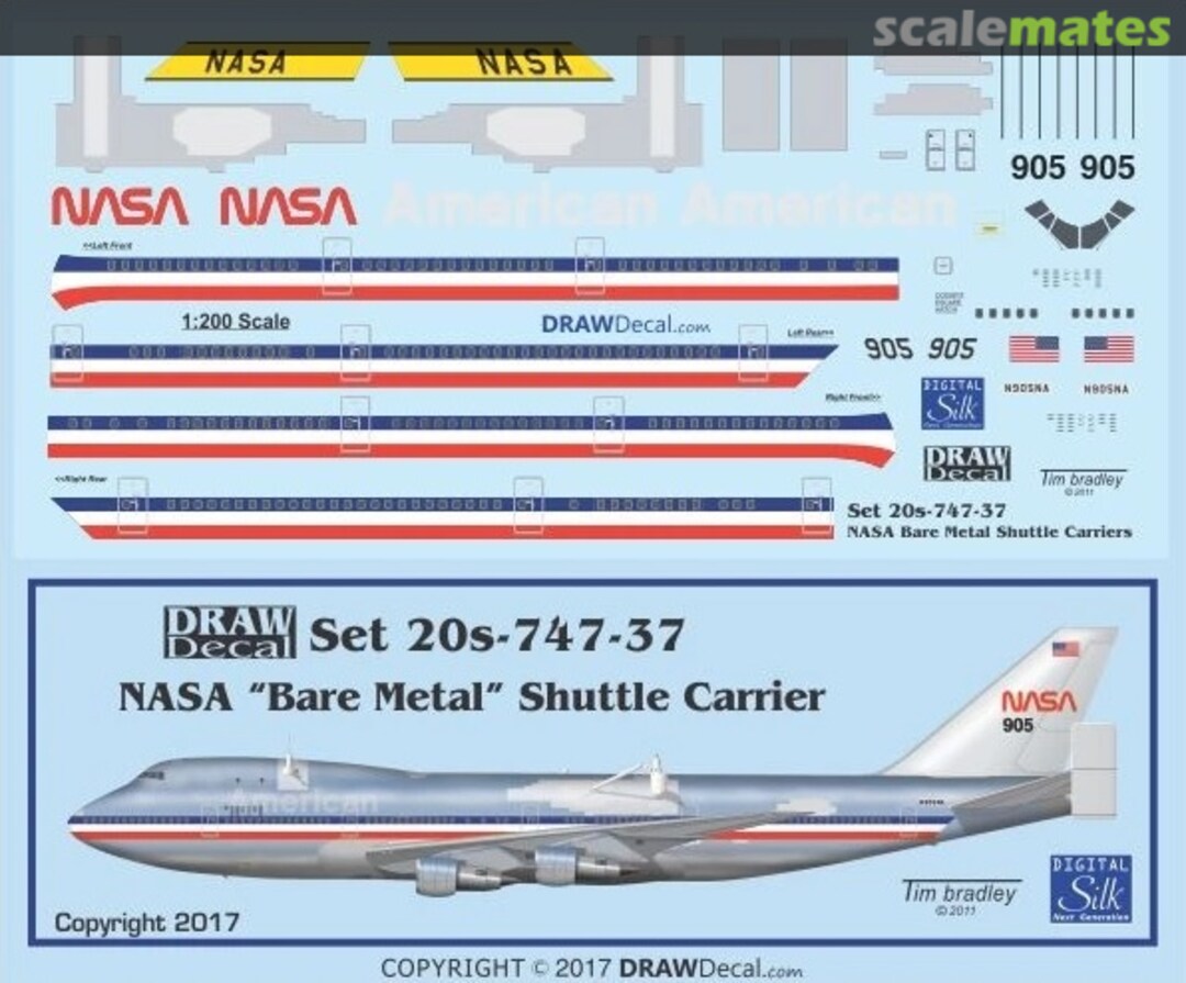 Boxart NASA Bare Metal Shuttle Carrier 747 20-747-37 Draw Decal