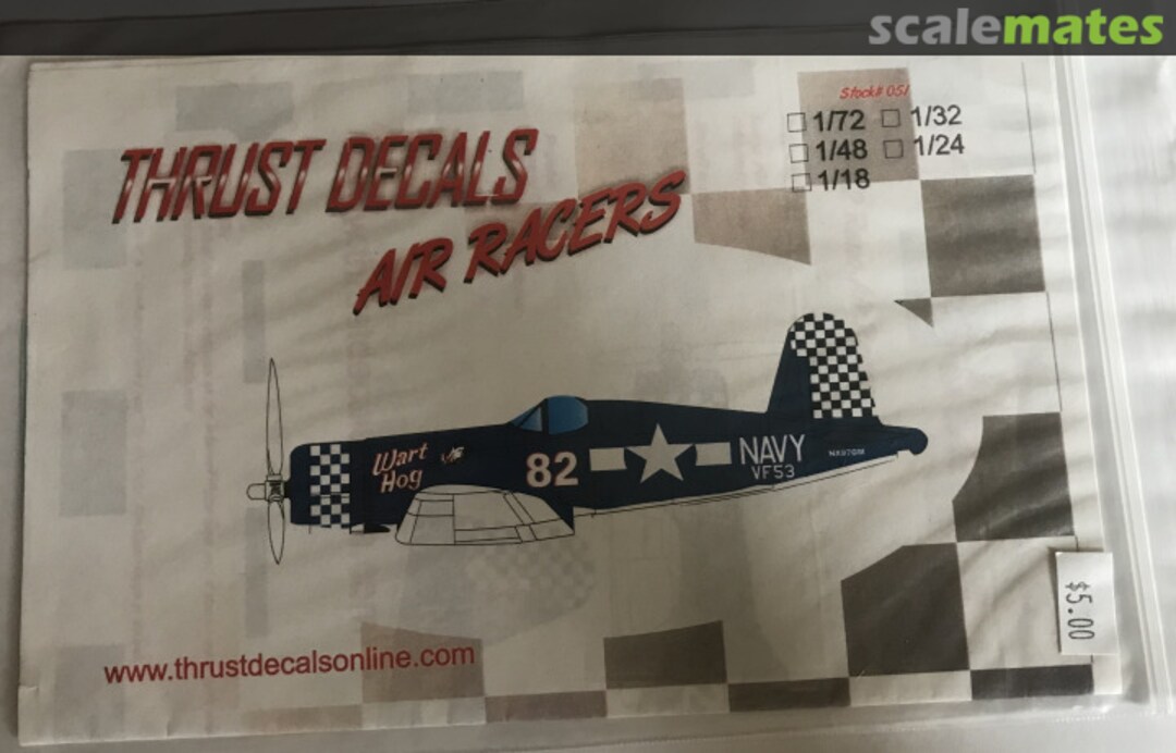 Boxart Wart Hog #82 F4U Racer 051 Thrust Decals