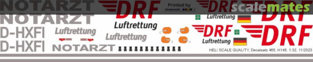 Boxart H145 / EC 145T2 - DRF - D-HXFI Decal 465 Heli Scale Quality