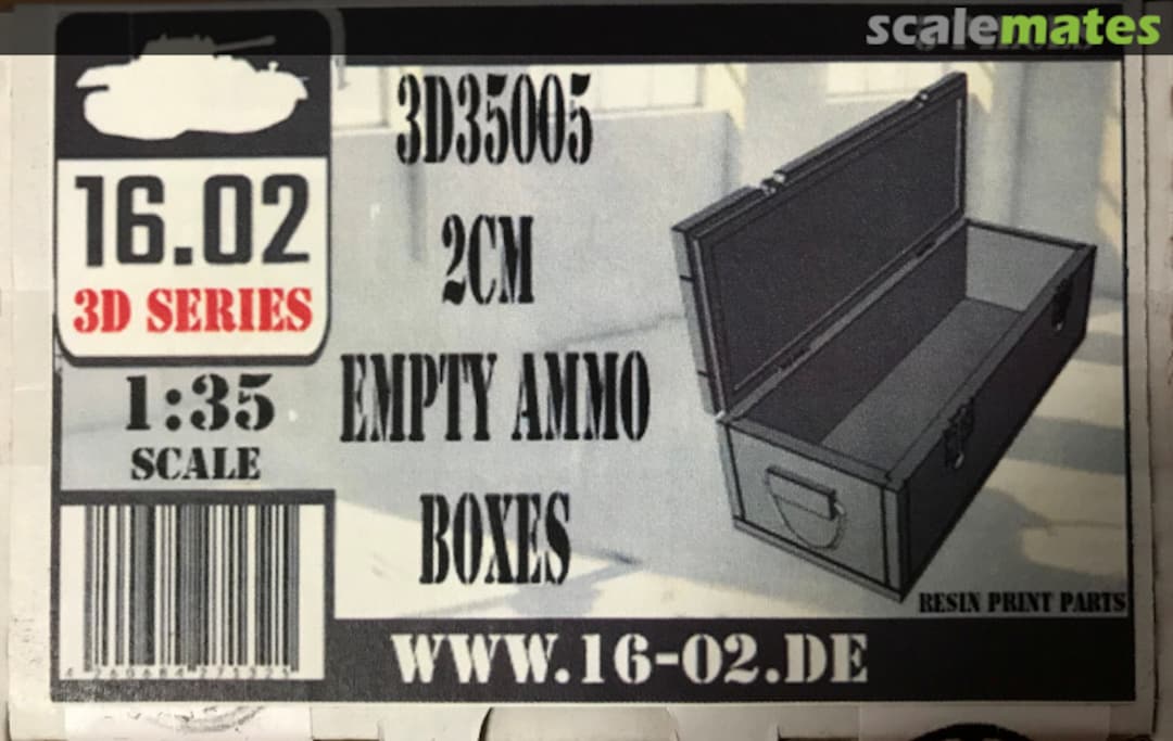 Boxart FlaK 38 2cm Ammo Box empty (open case) (5pcs) 3D35005 16.02