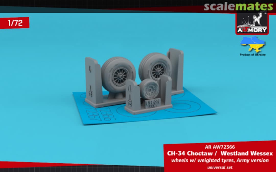 Boxart CH-34 Choctaw (Army version) / Westland Wessex wheels w/ weighted tyres AW72366 Armory