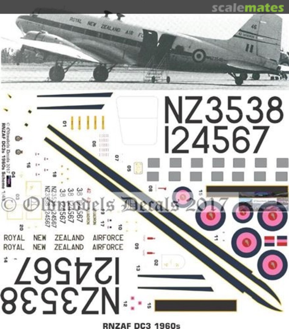 Boxart RNZAF DC-3 1960 OMD0292 Oldmodels Decals