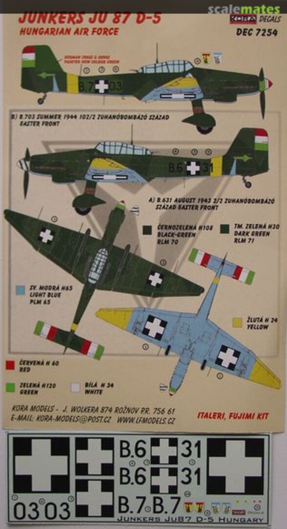 Boxart Junkers Ju 87 D-5 DEC7254 Kora Models