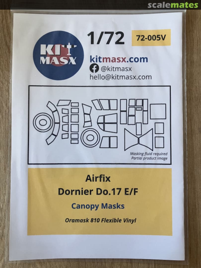 Boxart Dornier Do 17E/F Canopy Masks 72-005V Kit Masx