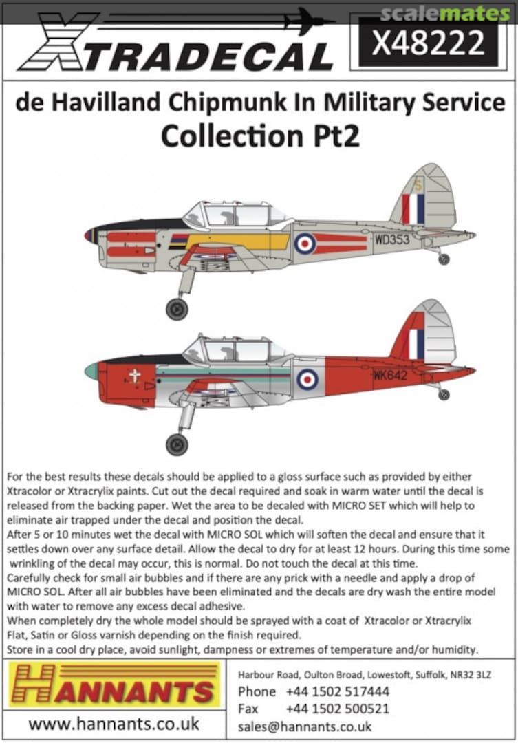 Boxart de Havilland Chipmunk in Military Service X48222 Xtradecal