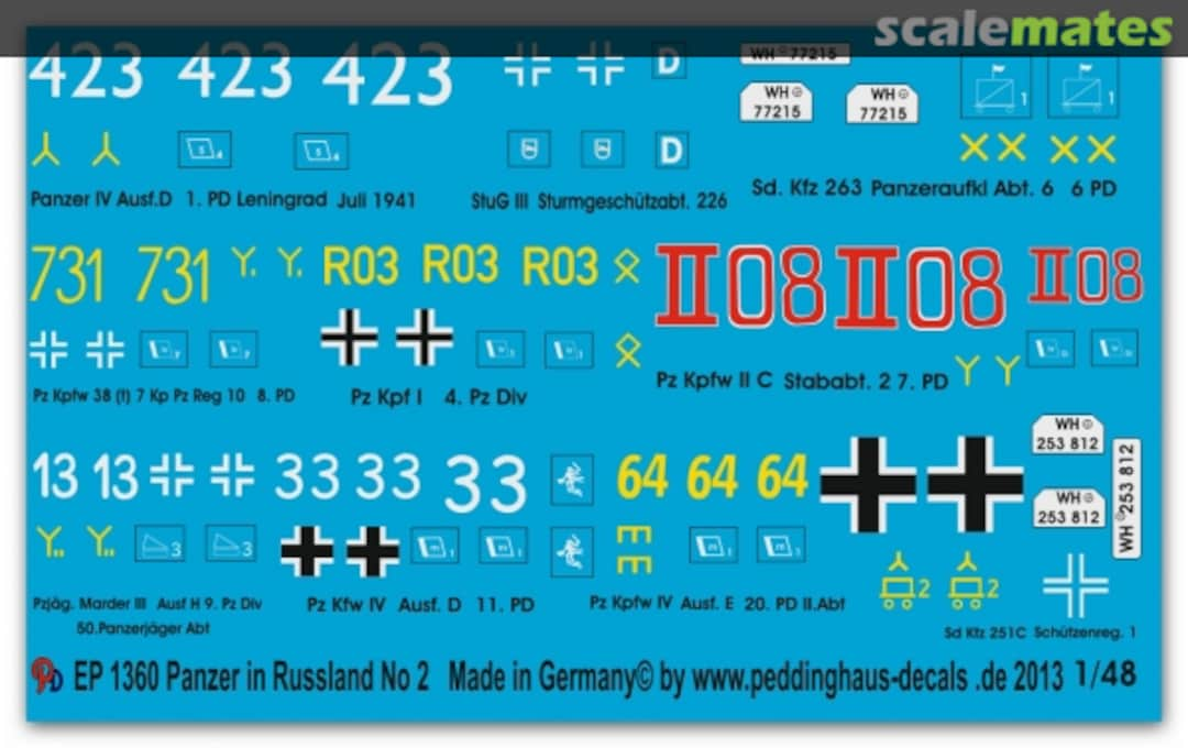 Boxart German Tanks of the Russian campaign No 2 1942-43 48 1360 Peddinghaus-Decals