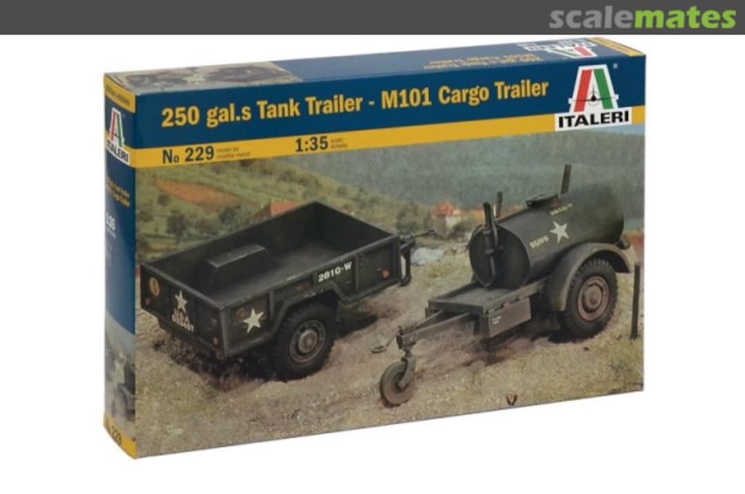 Boxart 250 gal.s Tank Trailer - M101 Cargo Trailer 229 Italeri