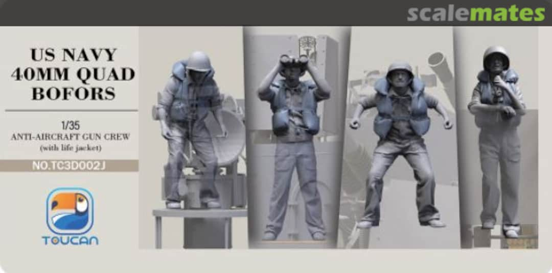 Boxart US Navy 40mm Quad Bofors Anti-aircraft Gun Crew with Life Jacket TC3D001J TOUCAN