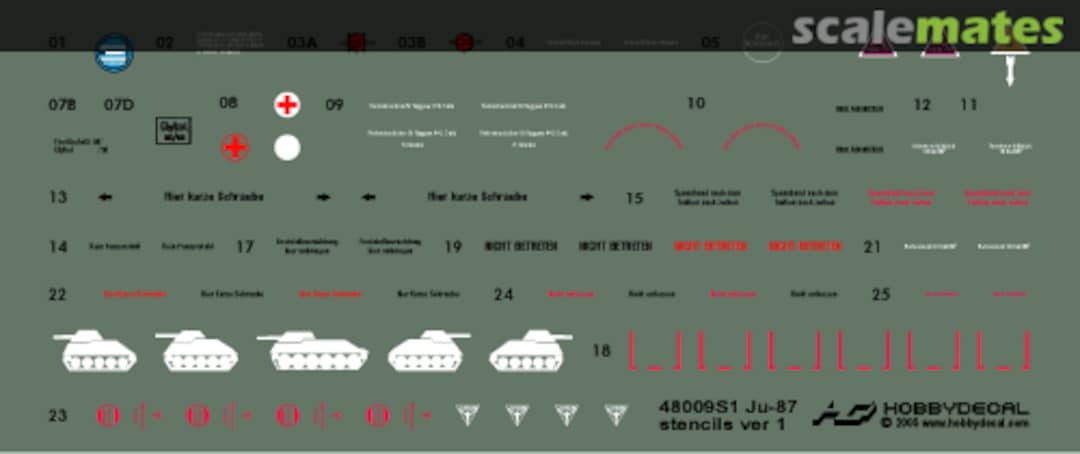 Boxart Ju 87 Stuka Stencils Ver 1.0 ST48009V1 HobbyDecal