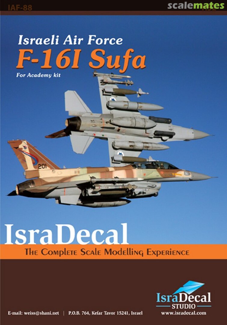 Boxart Israeli Air Force F-16I Sufa IAF-88 IsraDecal Studio